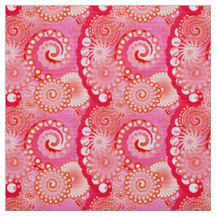 Tela Patrón de giro fractal, rosa, fucsia, coral