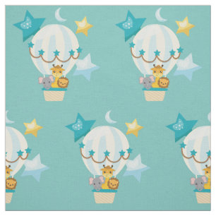 Tela Patrón de globo de aire de elefante blanco Giraffe