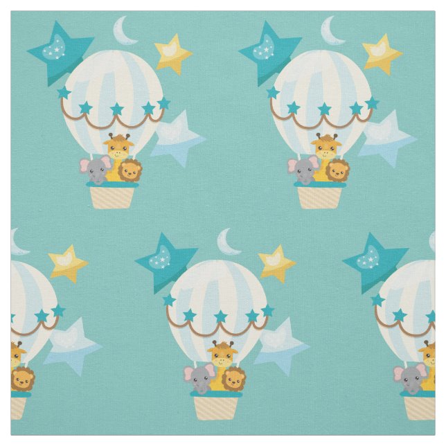 Tela Patrón de globo de aire de elefante blanco Giraffe (Retal)