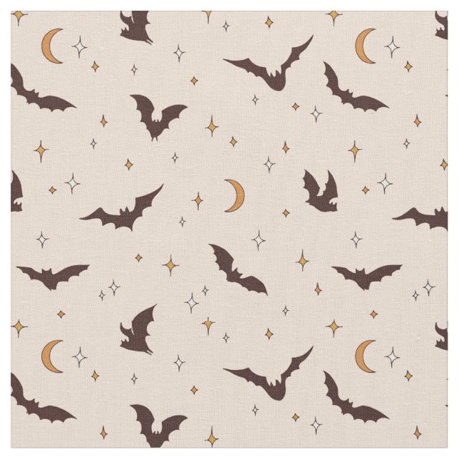 Tela Patrón de Halloween de Boho Bats and Stars (De cerca)