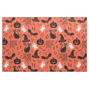 Tela Patrón de Halloween de la calabaza de Naranja suav