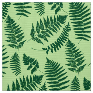 Tela Patrón de Helecho de Bosque, Esmeralda y Verde Cla