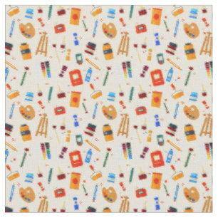 Tela Patrón de herramientas de artista de color de agu