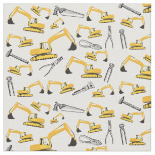 Tela Patrón de herramientas y camiones de construcción 