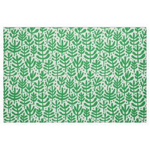 Tela Patrón de hierro - Verde de hierba sobre blanco