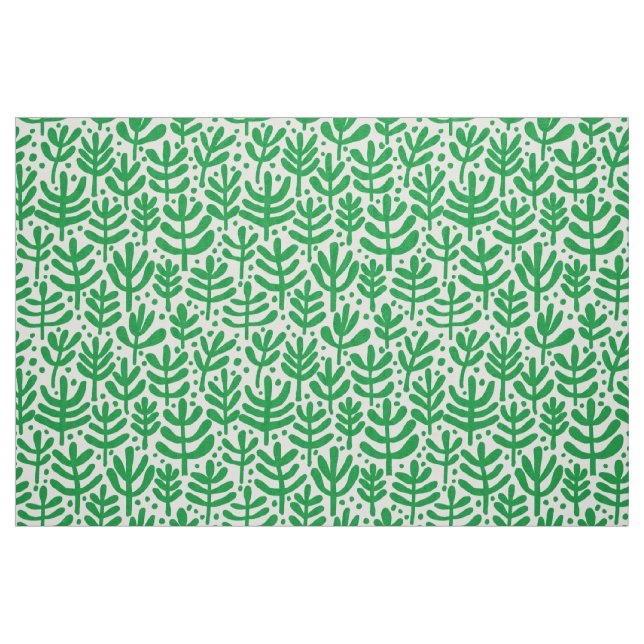 Tela Patrón de hierro - Verde de hierba sobre blanco ("Cuarto gordo" (fat quarter))