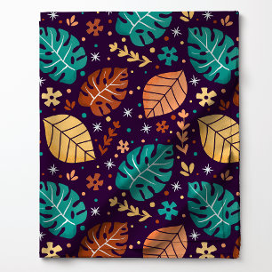 Tela Patrón de hoja de Monstera tropical de color amari