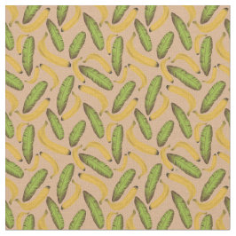 Tela Patrón de hoja de plátano beige tropical