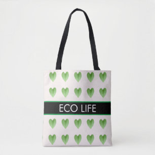 Tela Patrón de hoja en forma de corazón verde en bolso