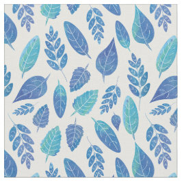 Tela Patrón de hojas de color azul