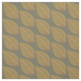 Tela Patrón de hojas de esqueleto amarillo dorado sobre