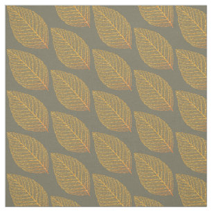 Tela Patrón de hojas de esqueleto amarillo dorado sobre