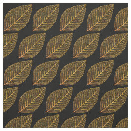 Tela Patrón de hojas de esqueleto amarillo dorado sobre