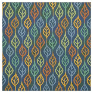 Tela Patrón de hojas de otoño Verde azuladas verdes del