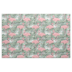 Tela Patrón de hojas de palmera rosadas