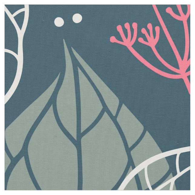 Tela Patrón de hojas tropicales estilizadas (De cerca)