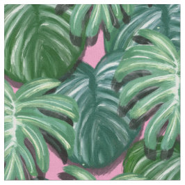 Tela Patrón de hojas tropicales verdes exóticas