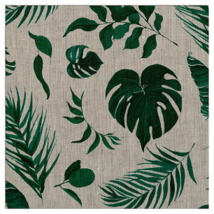 Tela Patrón de hojas verdes de follaje tropical de moda