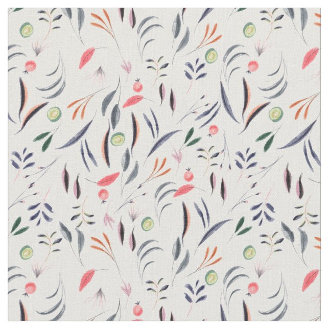 Tela Patrón de hojas y plumas (De cerca)