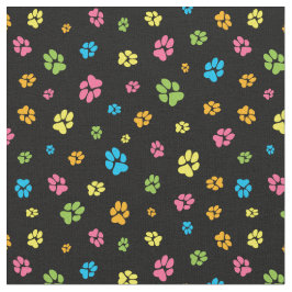 Tela Patrón de huellas de la pata de perro de color lin