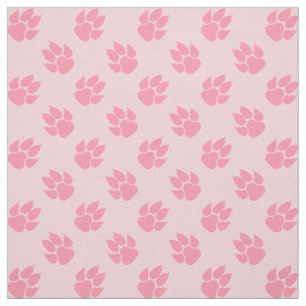 Tela Patrón de huellas de patas de perro rosadas