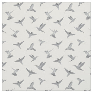 Tela Patrón de Hummingbird blanco gris