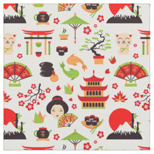Tela Patrón de iconos japoneses