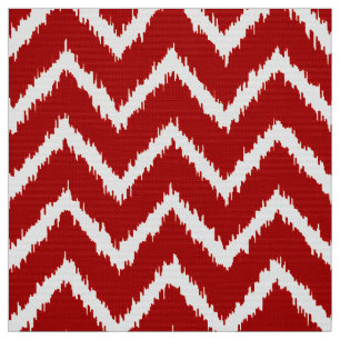 Tela Patrón de ikat Chevron - rojo y blanco profundo