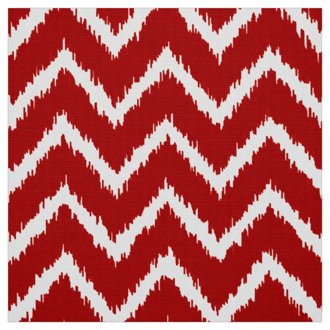Tela Patrón de ikat Chevron - rojo y blanco profundo (Retal)