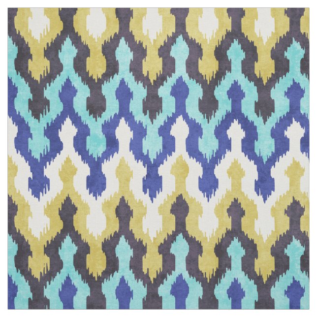 Tela Patrón de ikat de chevron amarillo azul claro (Retal)