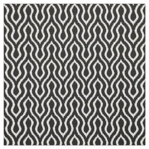 Tela Patrón de ikat de chevron blanco y negro