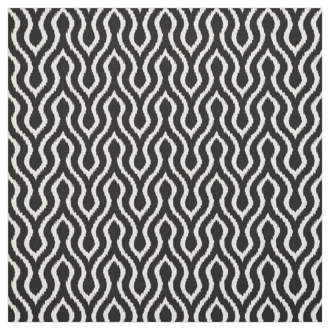 Tela Patrón de ikat de chevron blanco y negro (Retal)