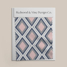 Tela Patrón de Ikat de diamantes de la Marina y Rubor