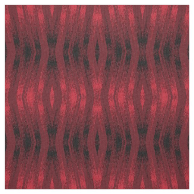 Tela Patrón de ikat de zigzag rojo y negro. (Retal)