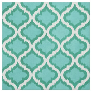 Tela Patrón de ikat marroquí verde y turquesa