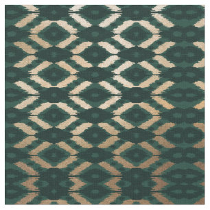 Tela Patrón de Ikat Verde Bohemio Gold Forest