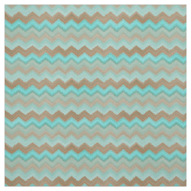 Tela Patrón de ikat zigzag azul turquesa Aqua (Retal)