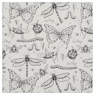 Tela Patrón de Ilustracion de Insectos Elegantes de Mar