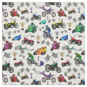 Tela Patrón de Ilustraciones de motocicleta de Guay