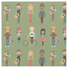 Tela Patrón de Ilustraciones de personas con Personaliz