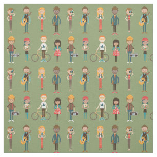 Tela Patrón de Ilustraciones de personas con Personaliz
