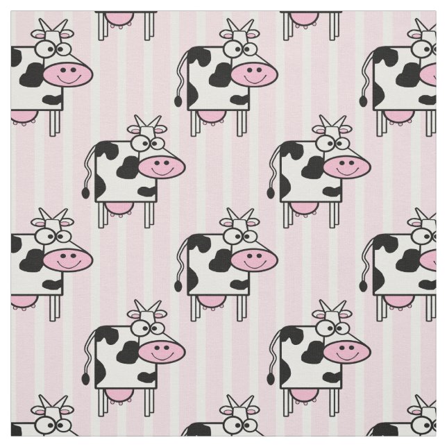 Tela Patrón de impresión de animales de vaca sonriente (Retal)