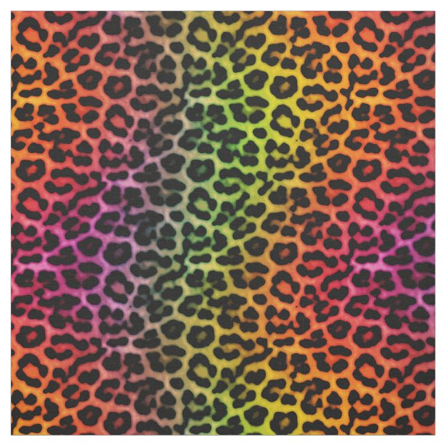 Tela Patrón de impresión de puntos leopardo arco iris (Retal)