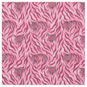 Tela Patrón de Impresión de Tigre Rosa y Negro
