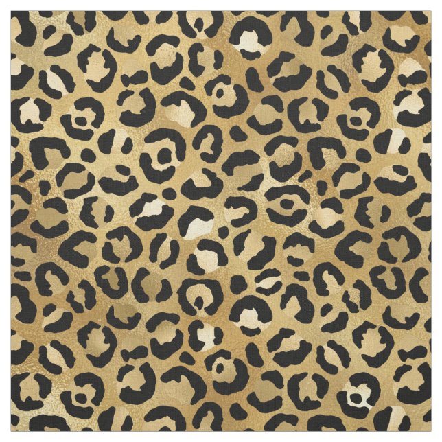 Tela Patrón de impresión Leopardo en oro y negro (Retal)