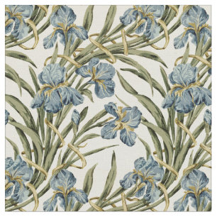 Tela Patrón de iris floral vintage Art Nouveau