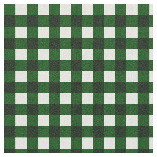 Tela Patrón De Juego De Búfalo Verde Y Blanco Gingham (De cerca)