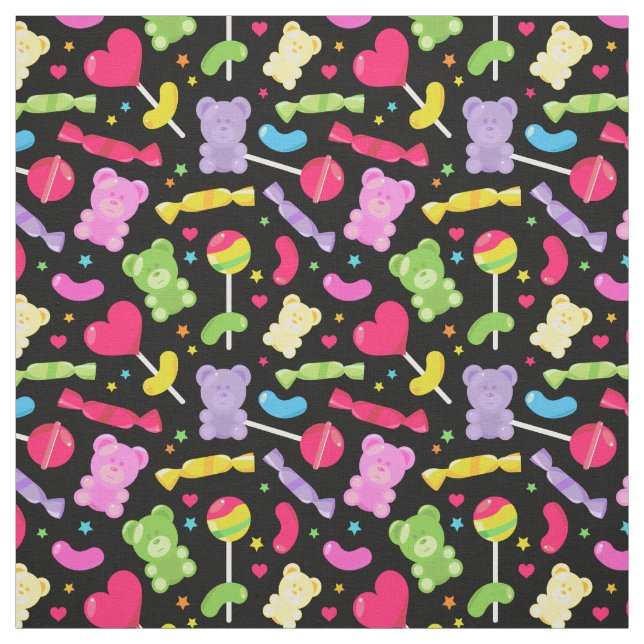 Tela Patrón de Kawaii Candy Lollipops (Retal)