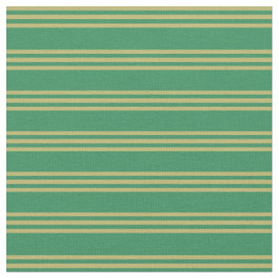 Tela Patrón de Khaki en franja/lino verde marino