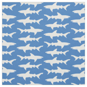 Tela Patrón de la Escuela Azul y Blanca de Tiburones